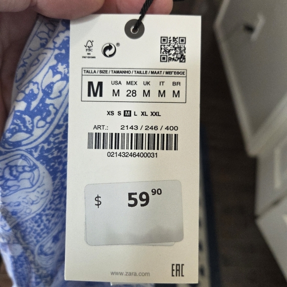 ⭐️Zara Womans Blue And White Button Up Shirt Size Med - Picture 4 of 6